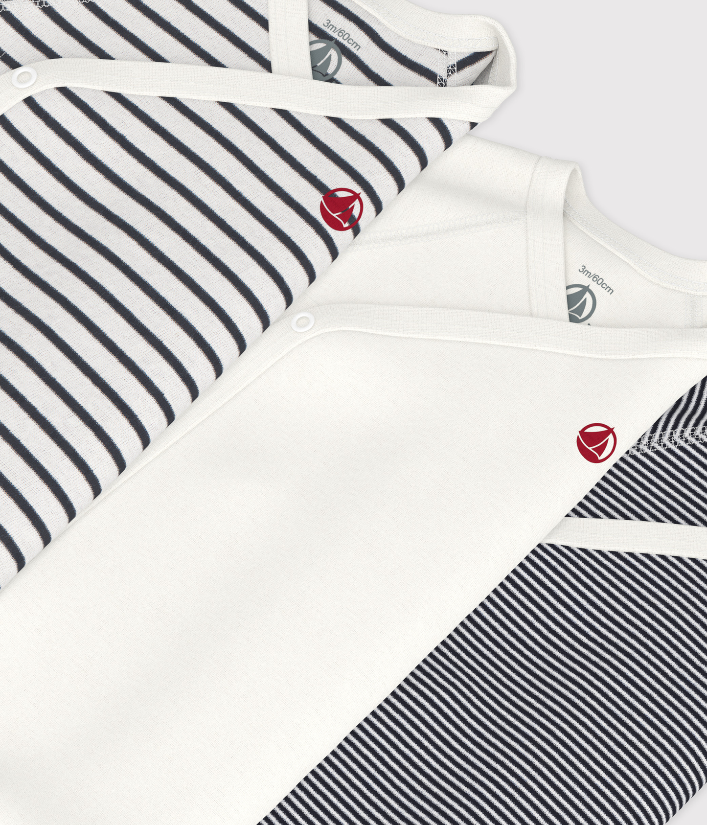 Lot de 3 bodies croisés manches longues en coton bébé