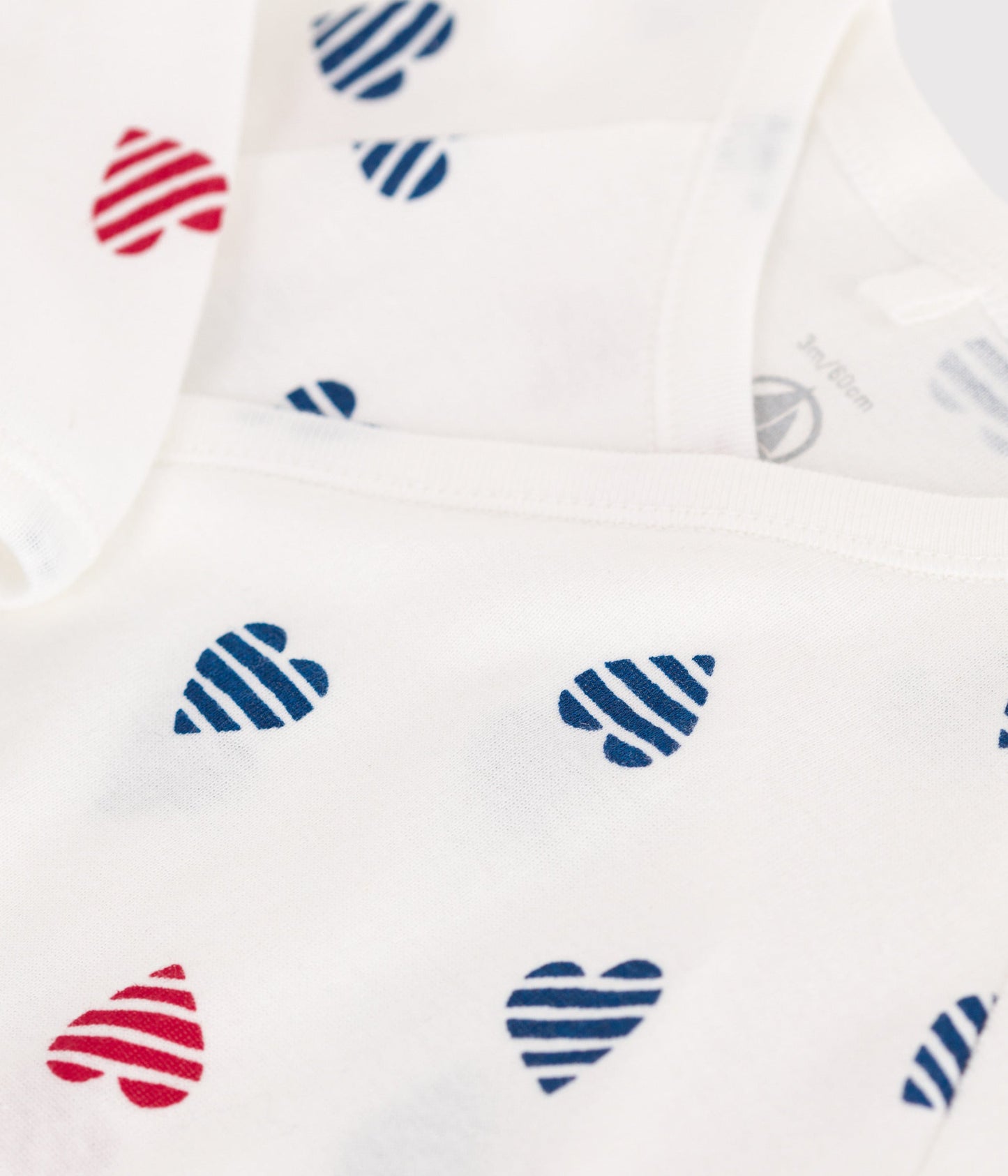 Pyjama bébé en coton cœur rayé
