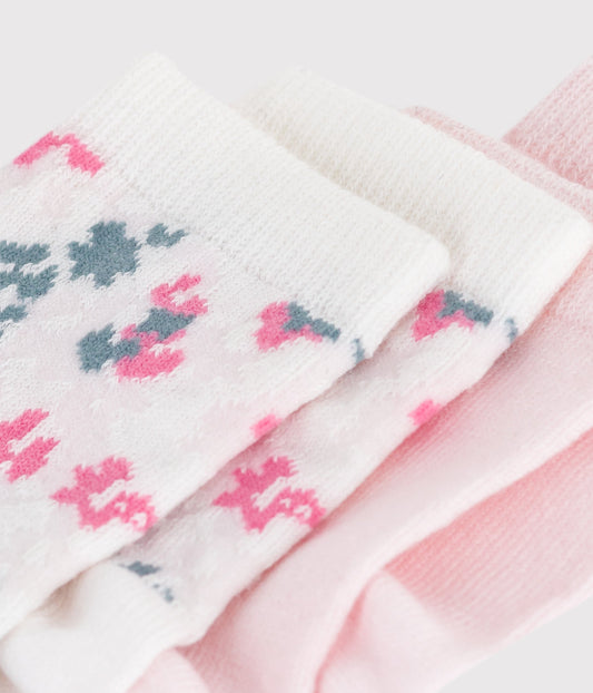 2 paires de chaussettes bébé en coton imprimé fleurs