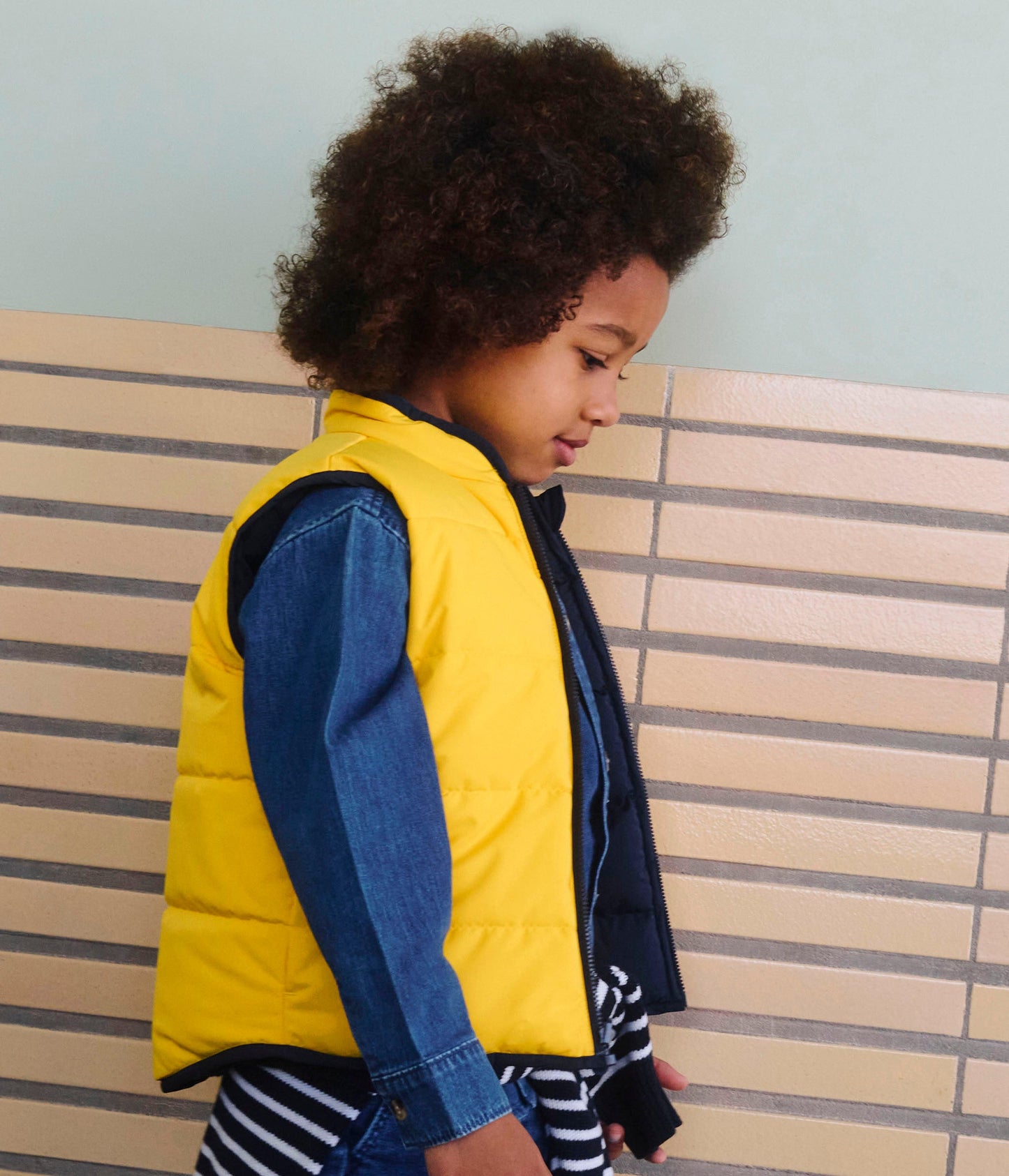 Doudoune enfant sans manche bicolore réversible