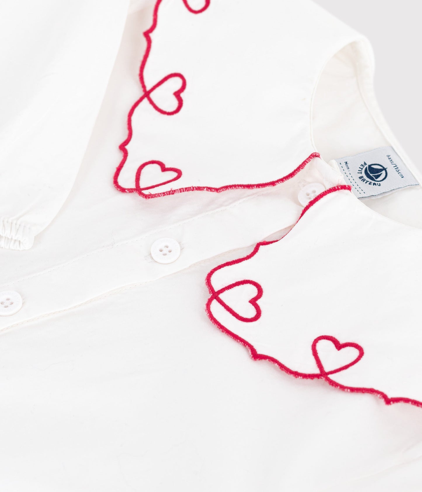 Blouse enfant en popeline de coton manches longues unie