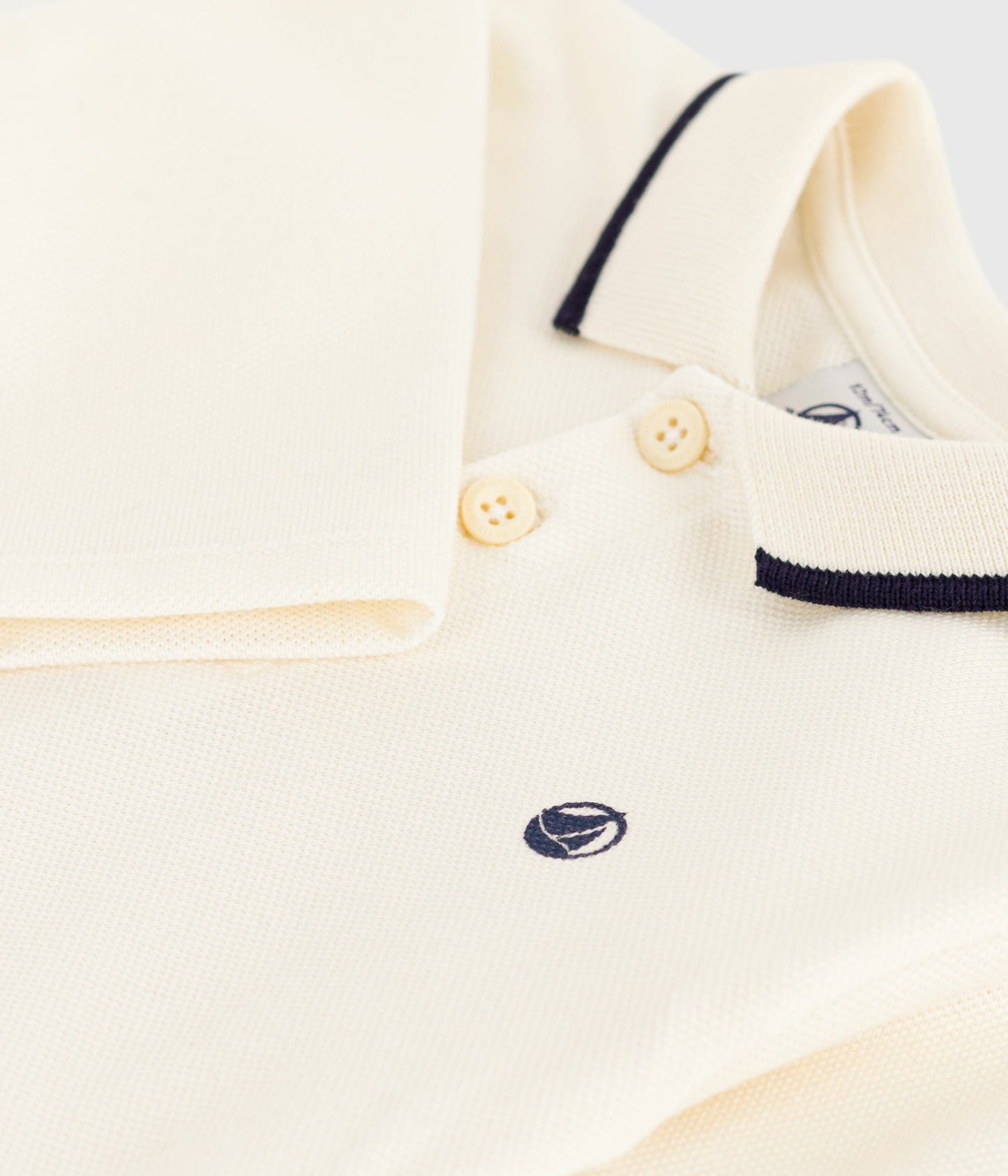 Polo bébé en coton à manches longues uni