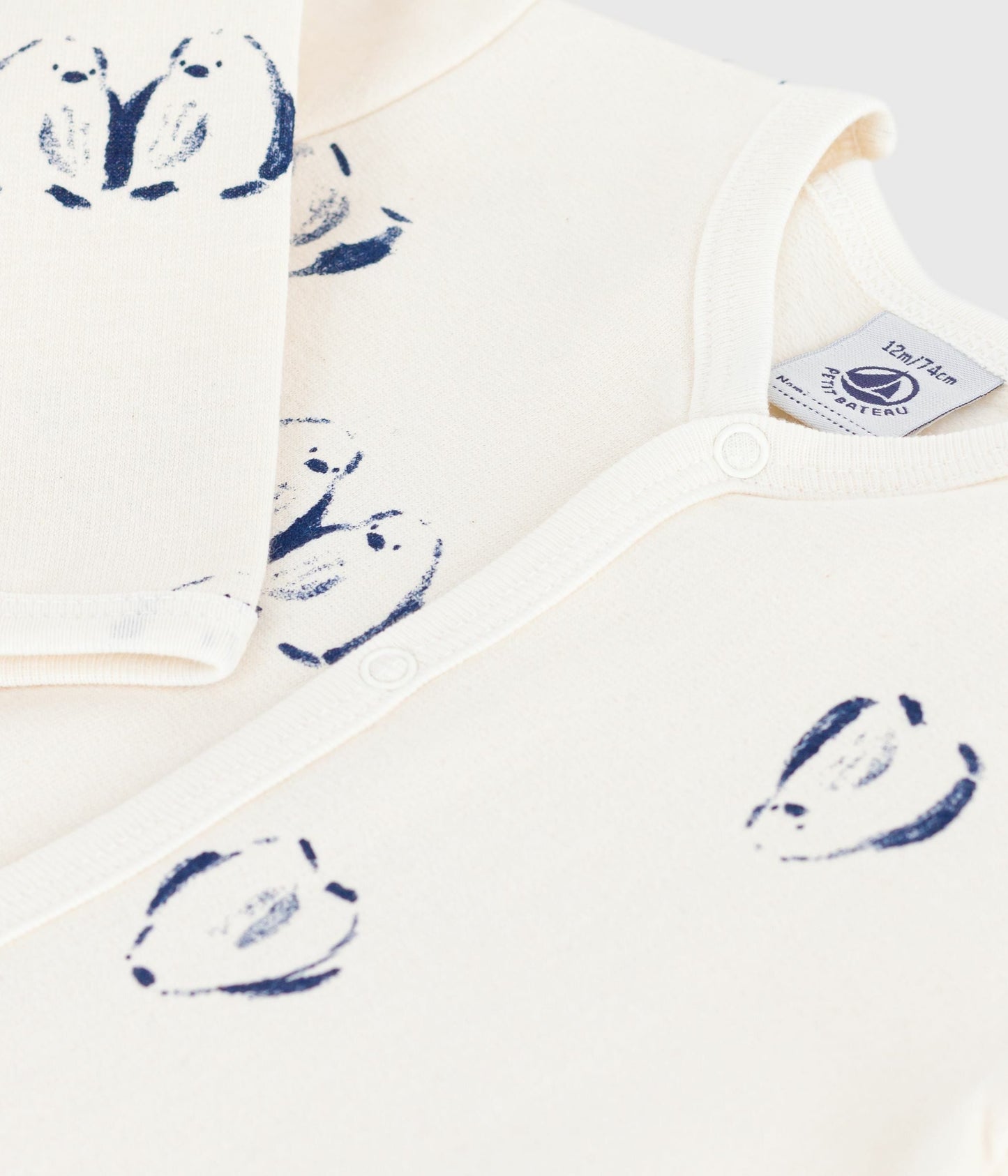 Pyjama bébé en molleton gratté avec col pétale imprimé fleuri