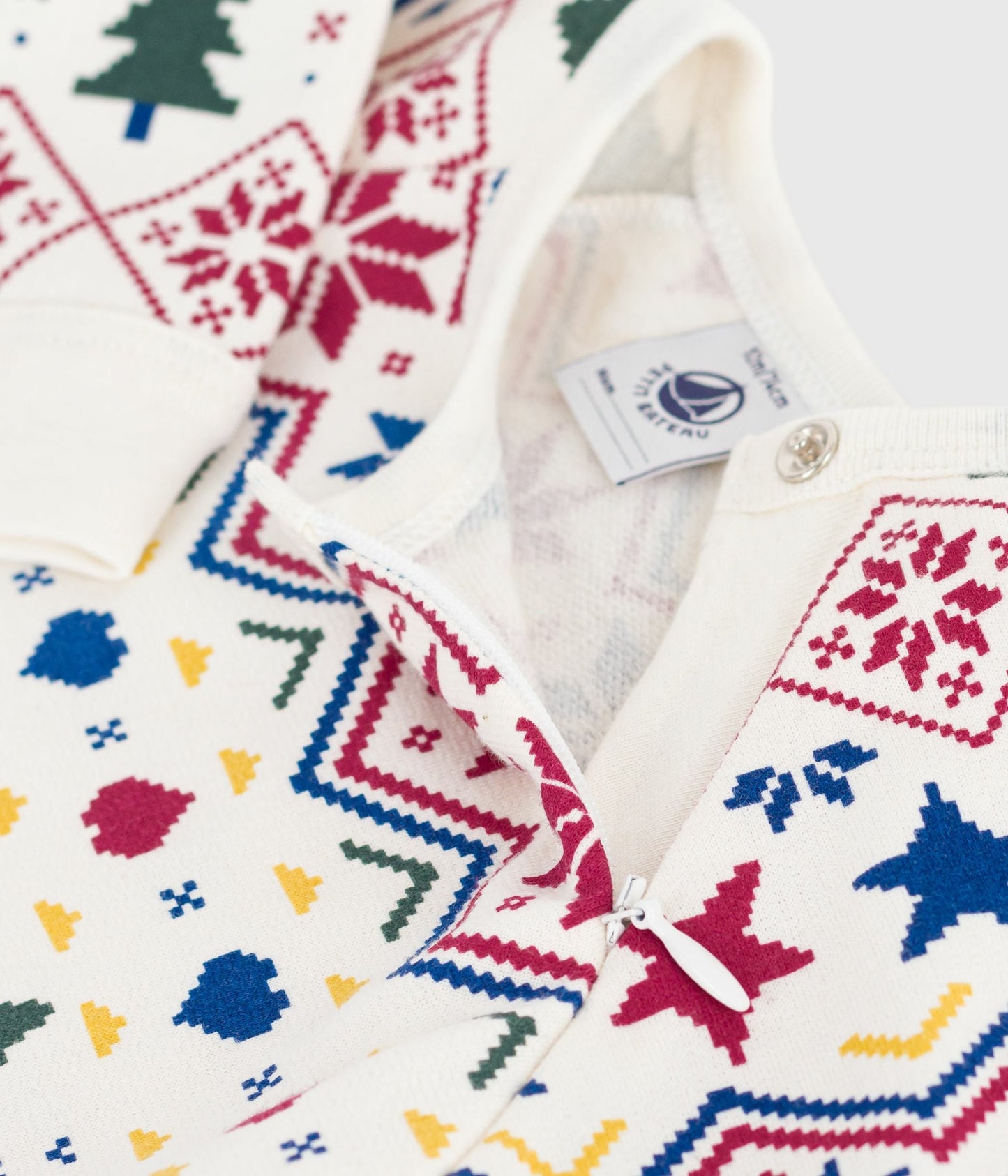Pyjama zippé bébé en molleton gratté imprimé Noël