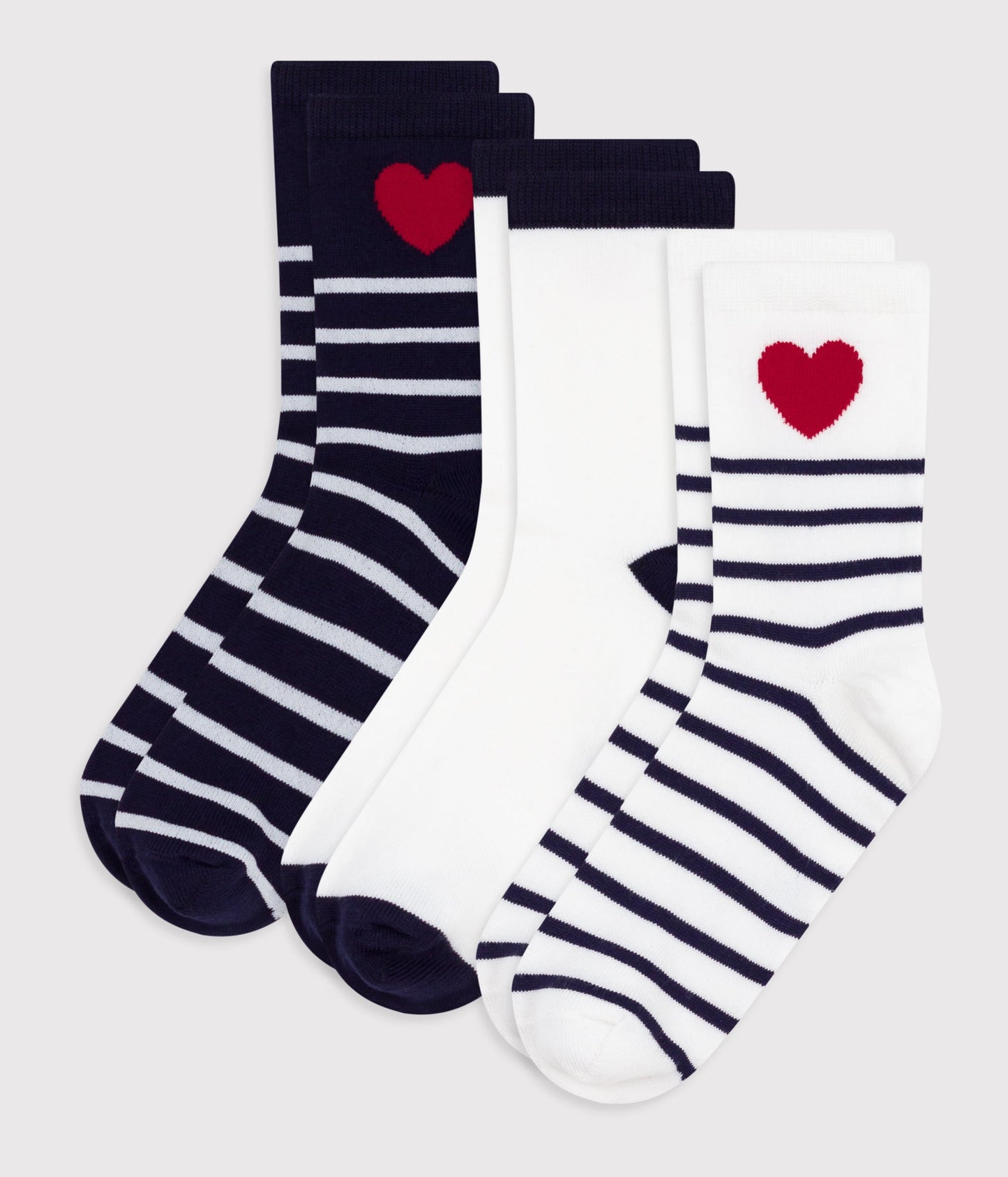 3 paires de chaussettes enfant en coton rayures et cœurs