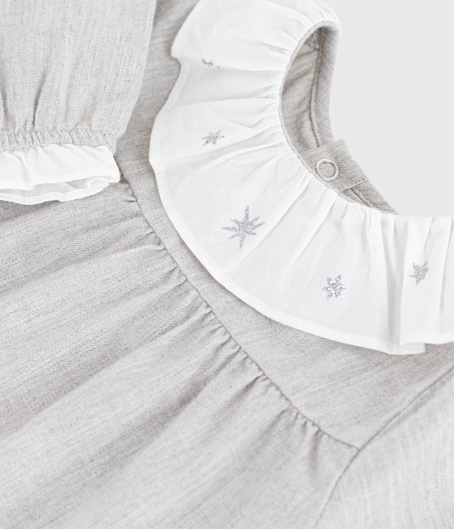 Robe bébé en flanelle manches longues unie à col