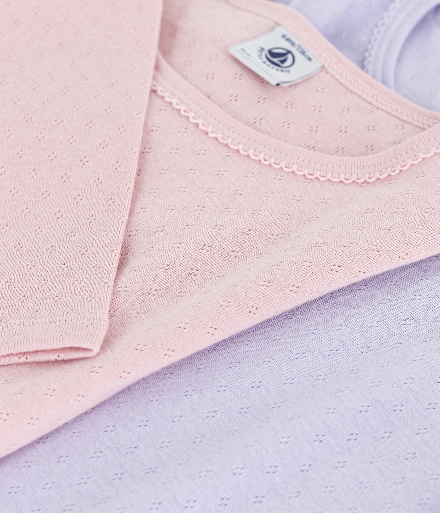 Lot de tee-shirts enfant en coton ajouré manches longues