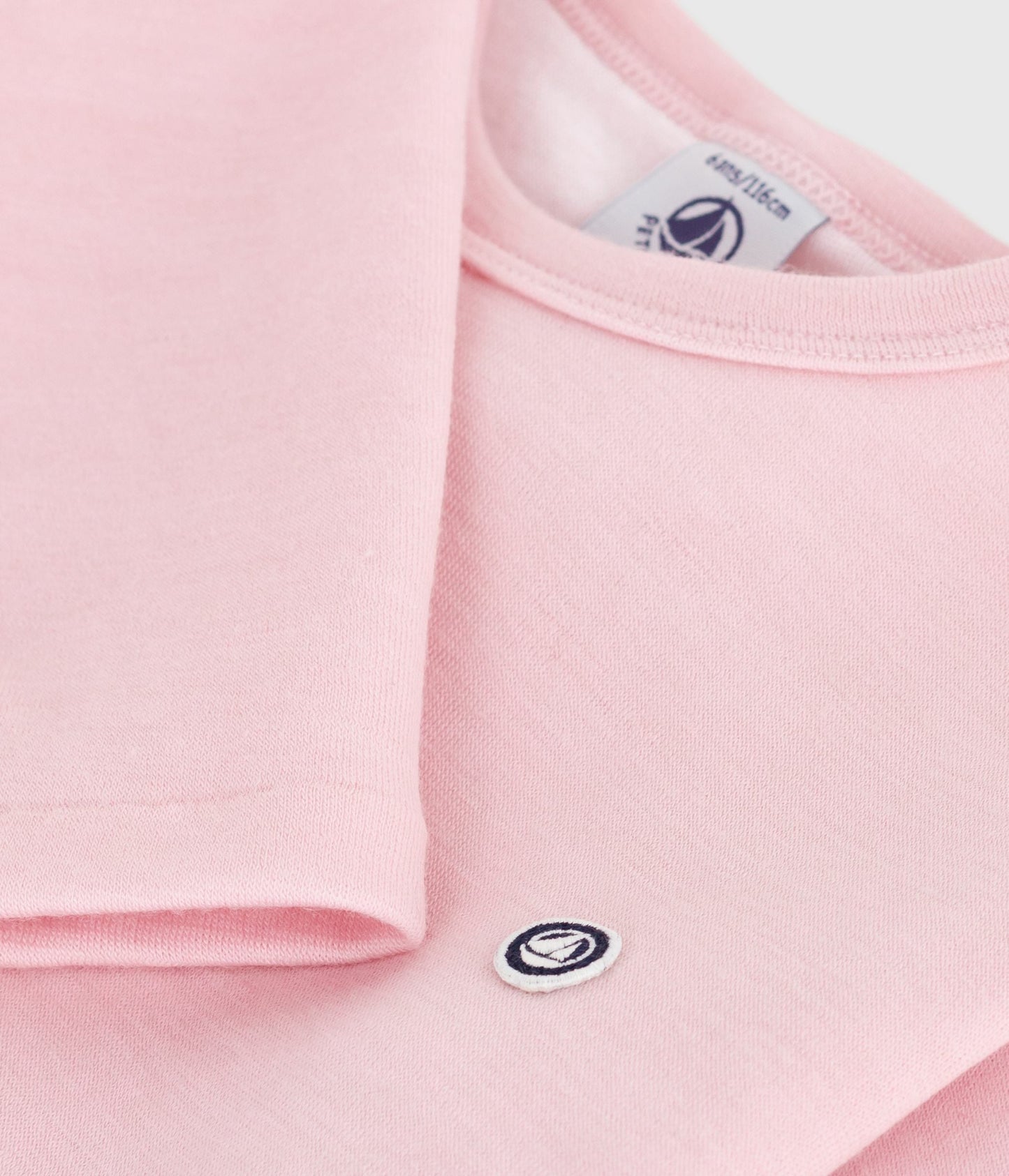 Tee-shirt enfant en laine et coton manches longues uni