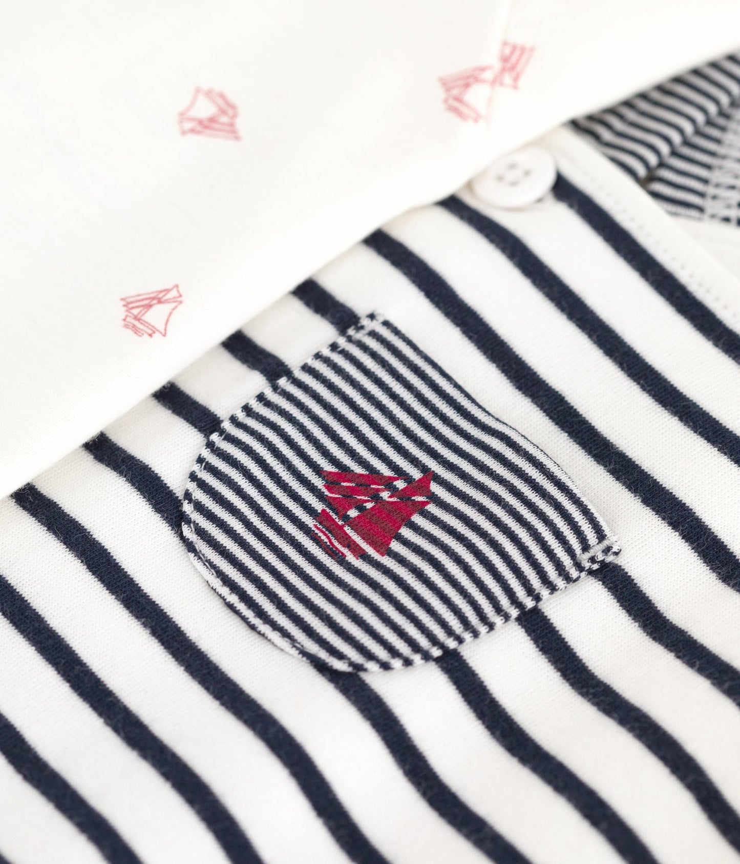 Ensemble salopette bébé rayure marinière et body imprimé