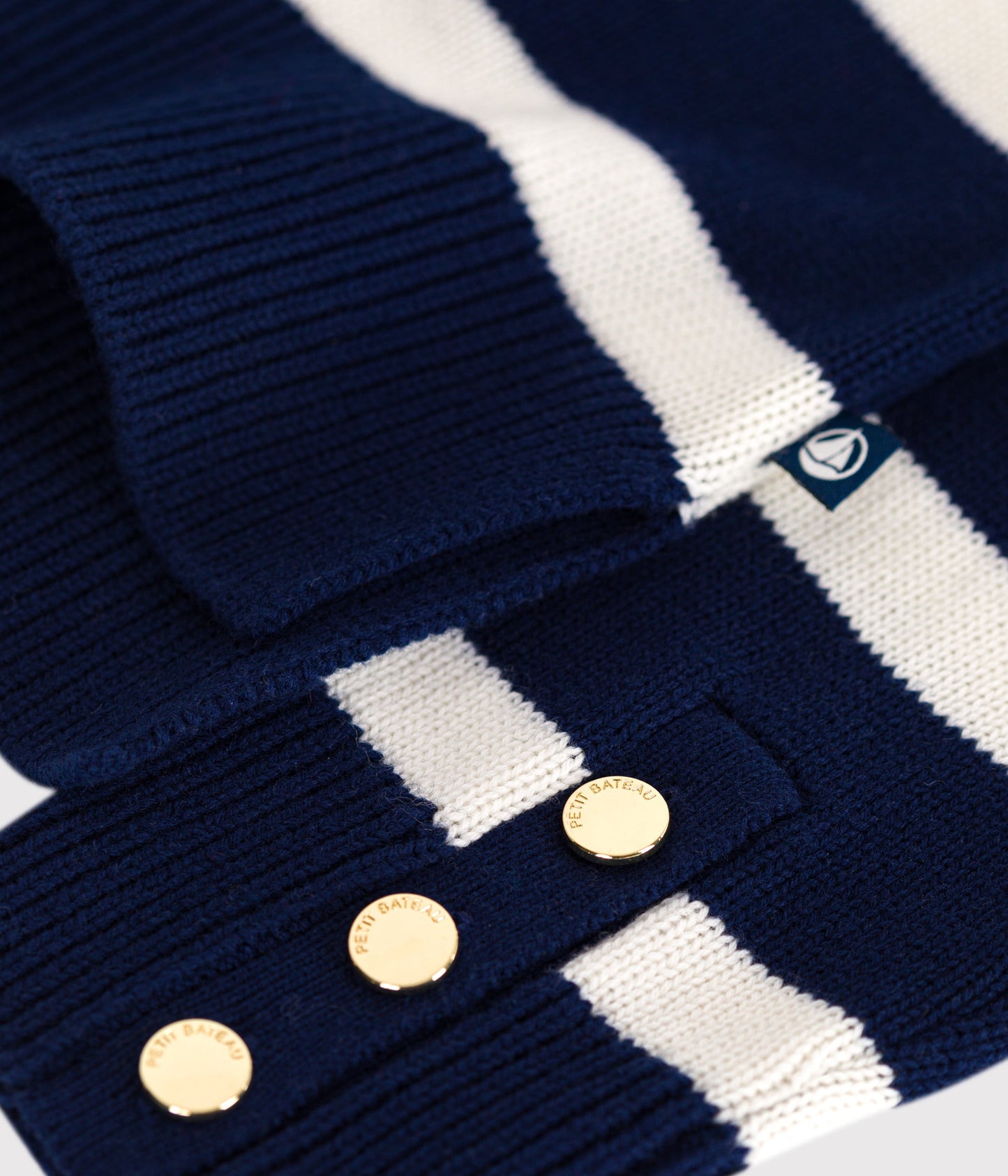 Pull col montant femme en laine et coton à rayures