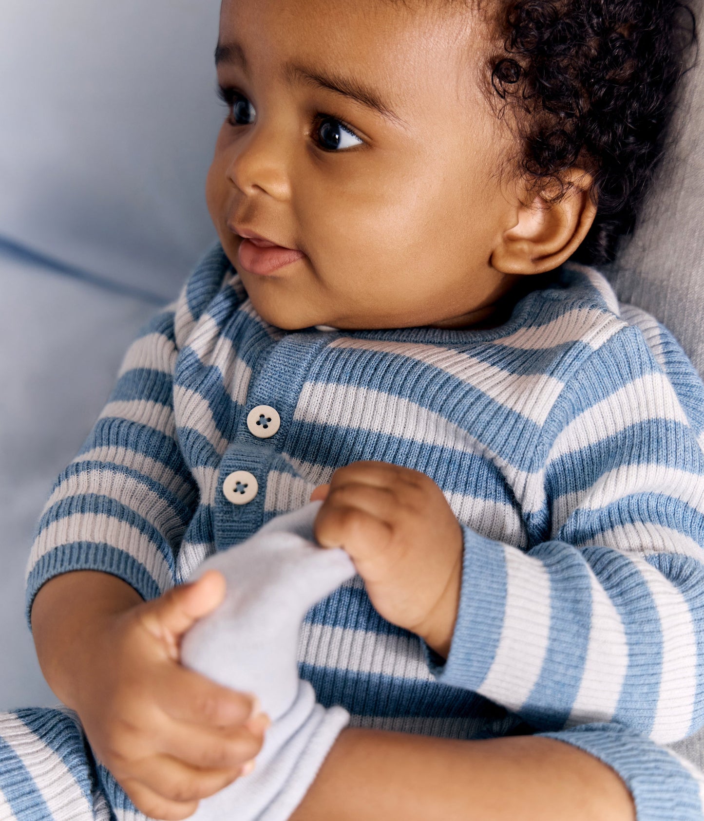 Combinaison bébé rayée en tricot laine et coton – ADRIATIC/CO2