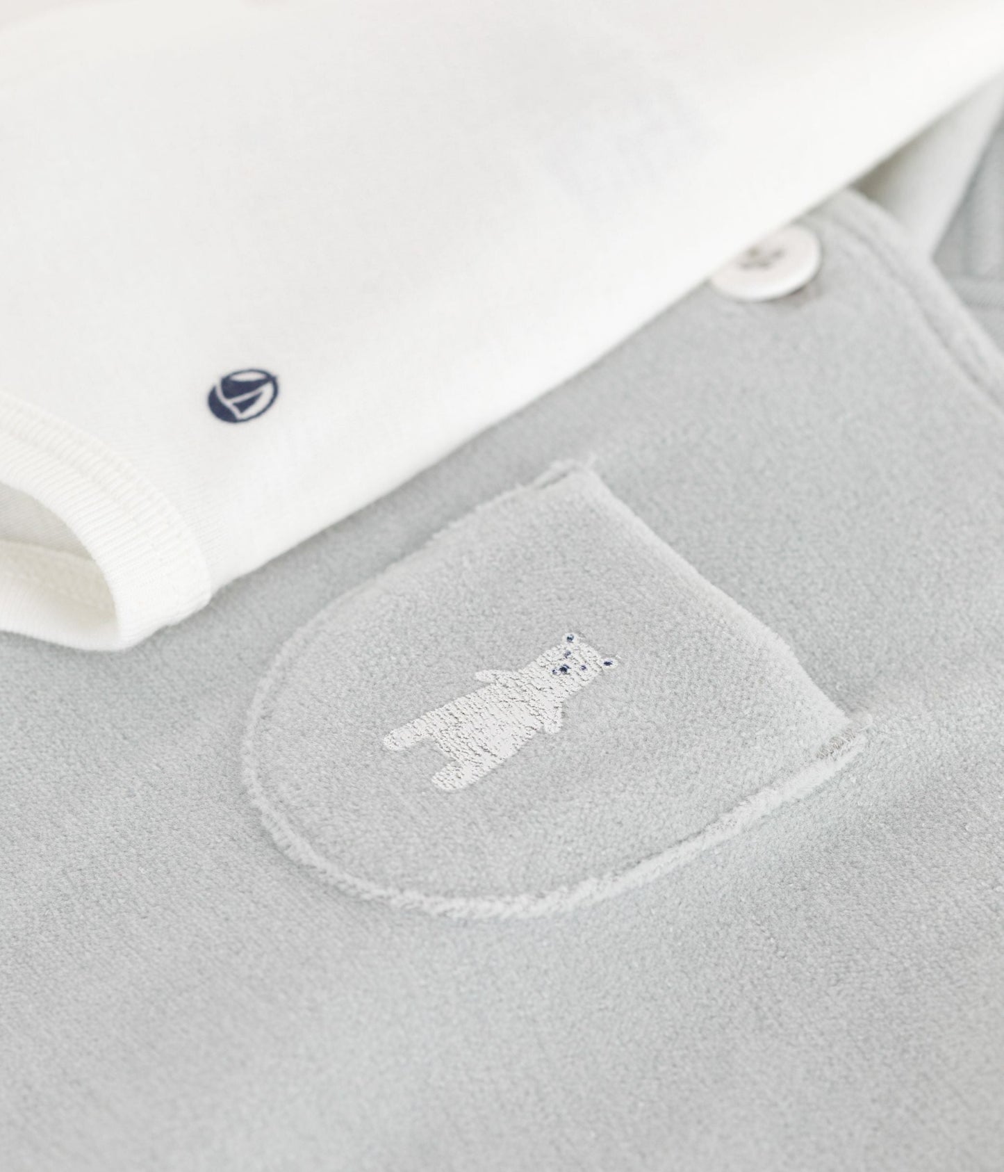 Ensemble salopette bébé en coton uni et détails raffinés – CO2/MARSHMALLOW