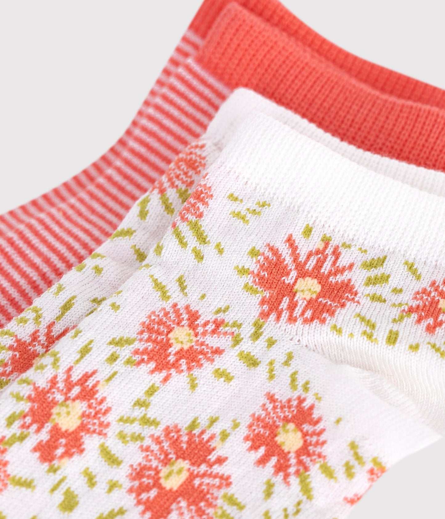 2 paires de chaussettes enfant fille en coton imprimé à fleurs – Z1