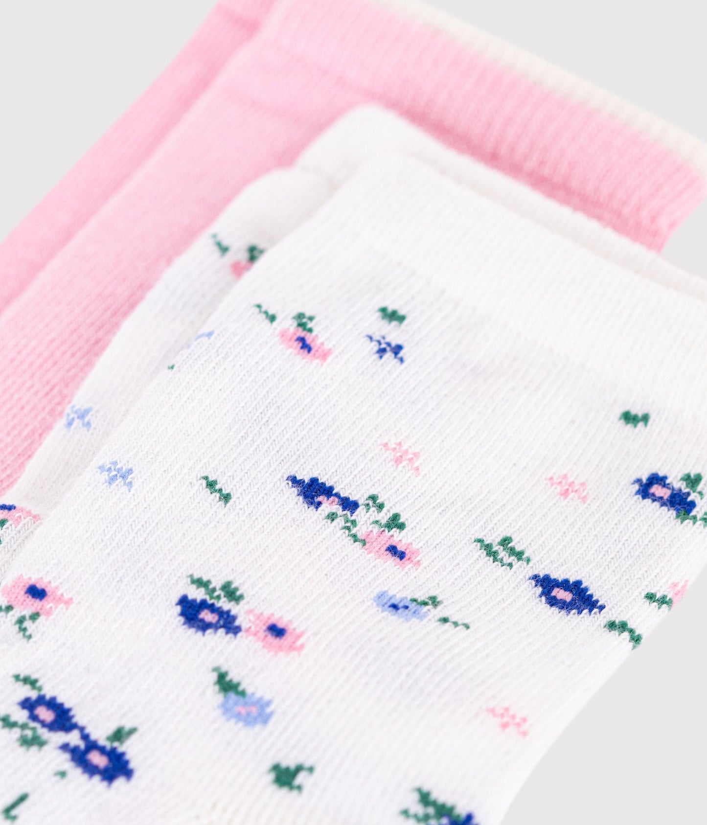 2 paires de chaussettes enfant fille en coton imprimé à fleurs – Z1