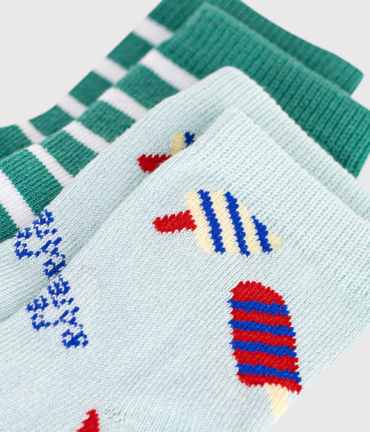 2 paires de chaussettes bébé en coton imprimé glaces et rayures – Z1