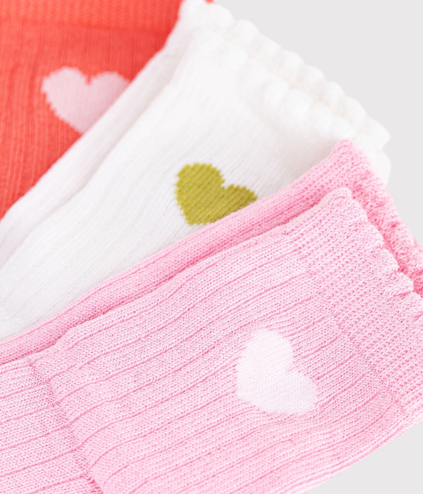 3 paires de chaussettes bébé en coton avec cœur – Z1
