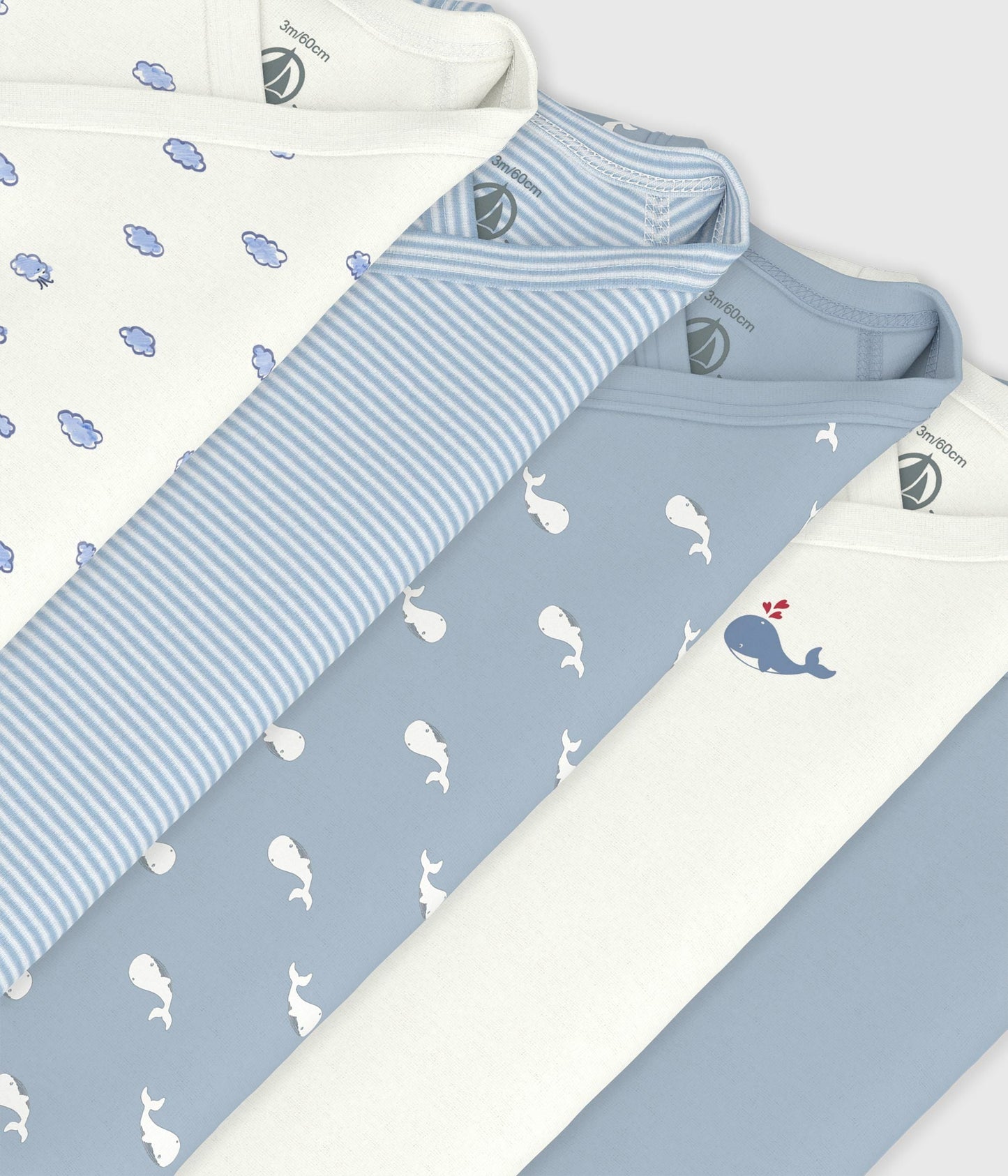 Lot de bodies croisés manches longues en coton imprimé bébé – Z1