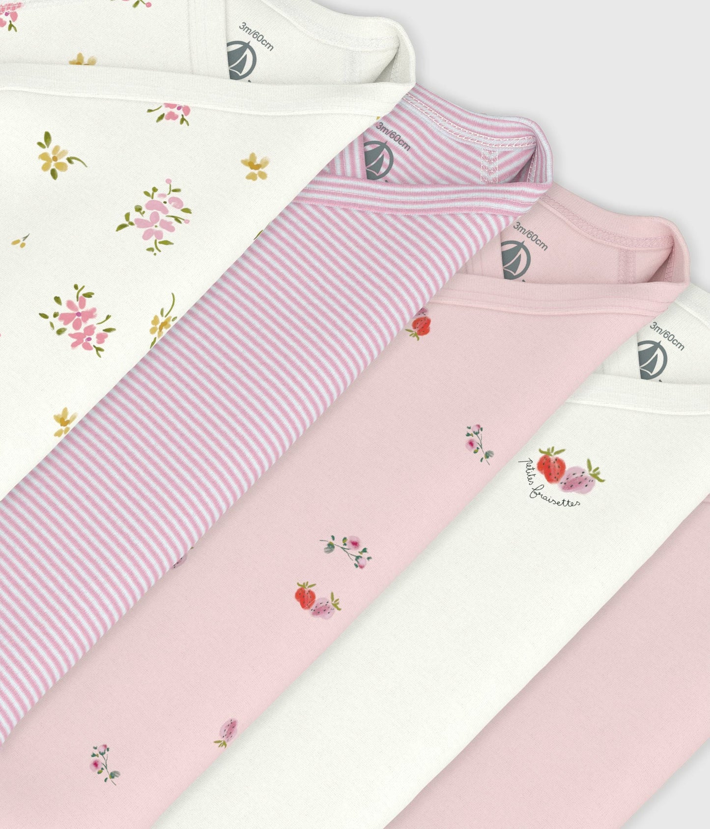 Lot de bodies croisés manches longues en coton imprimé bébé – Z1