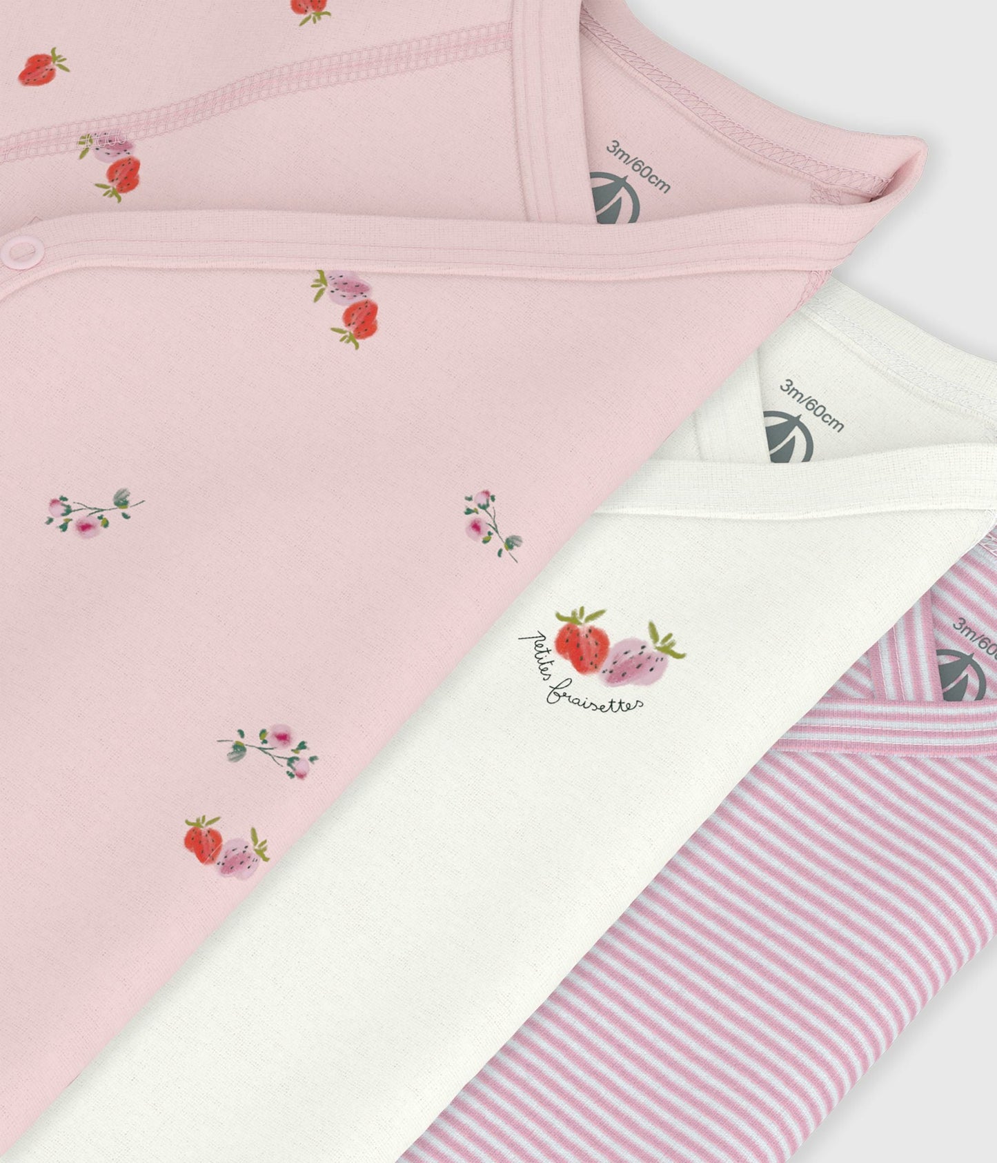 Lot de bodies croisés manches courtes en coton imprimé bébé – Z1