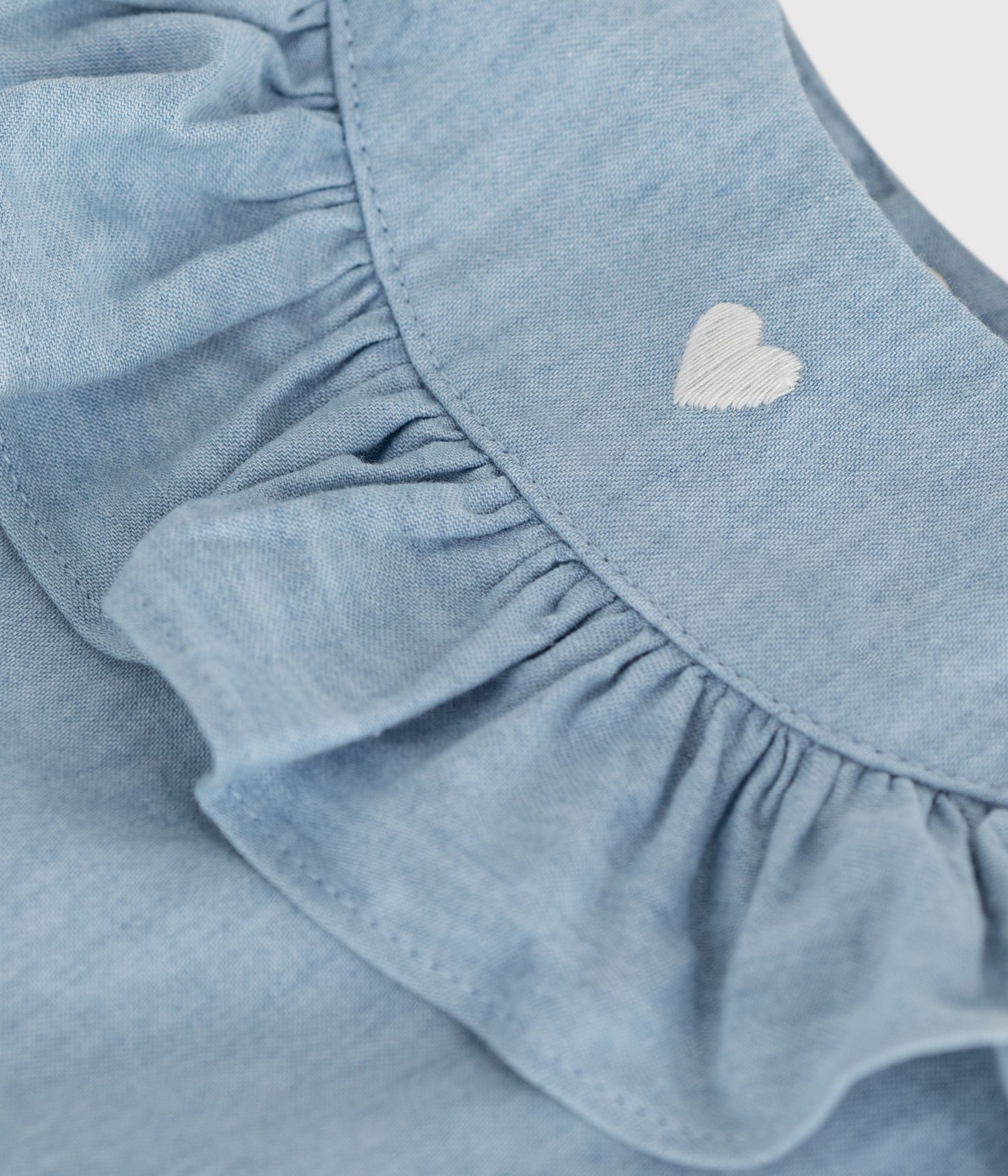 Blouse bébé en coton sans manches en chambray brodé – Z1