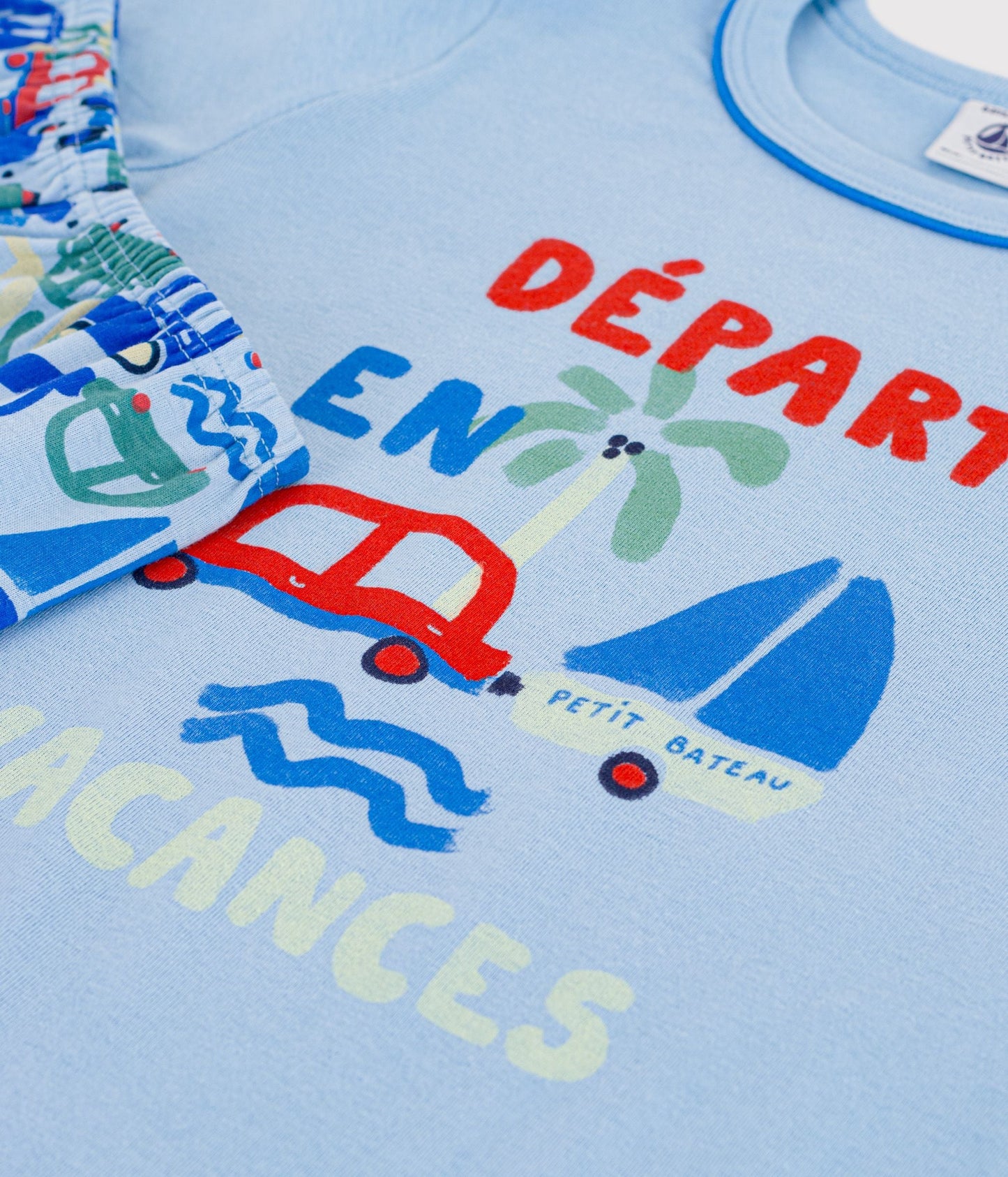 Pyjama short enfant en coton imprimé voitures – Z1