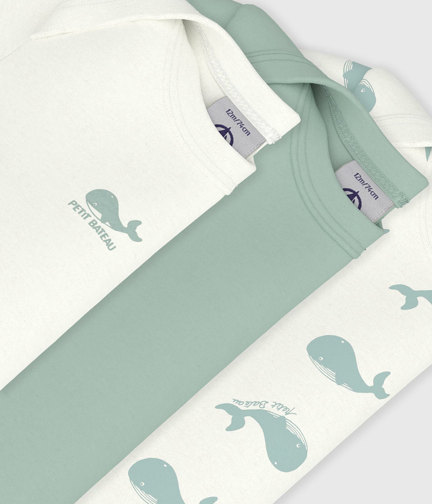 Lot de bodies manches courtes en coton imprimé baleines bébé – Z1