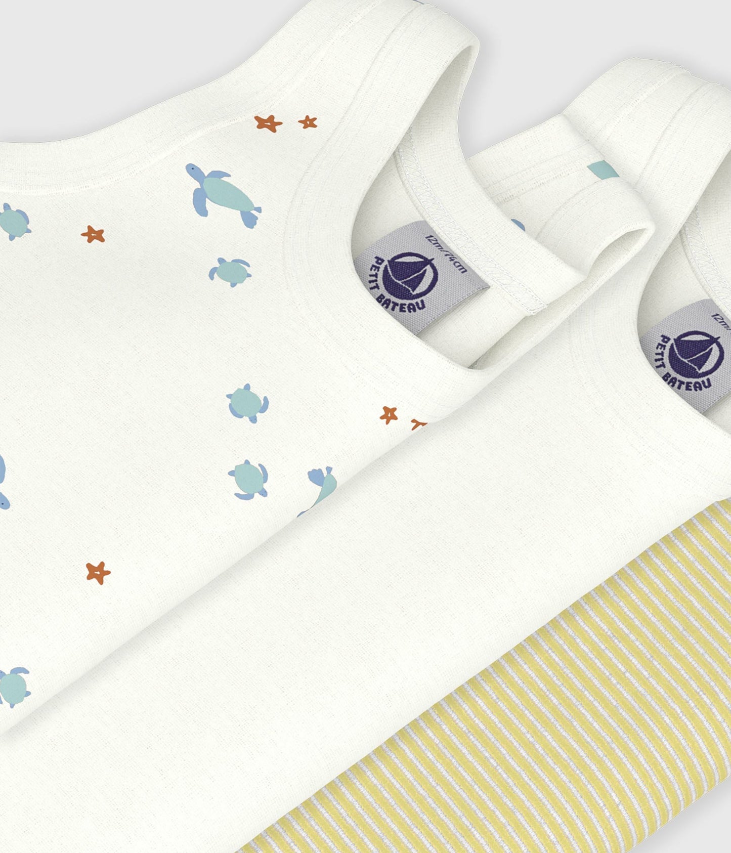 Lot de bodies sans manches en coton imprimé tortues bébé – Z1