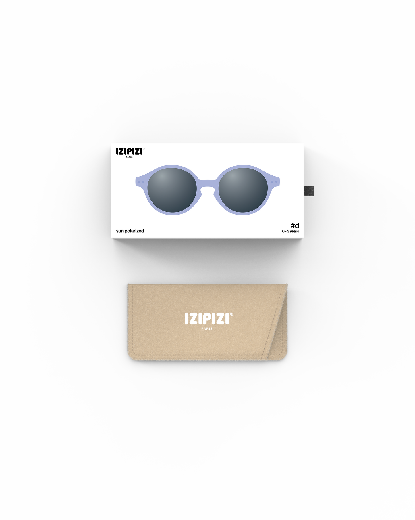 Lunettes solaires enfant Izipizi Mauve forme D Baby packaging