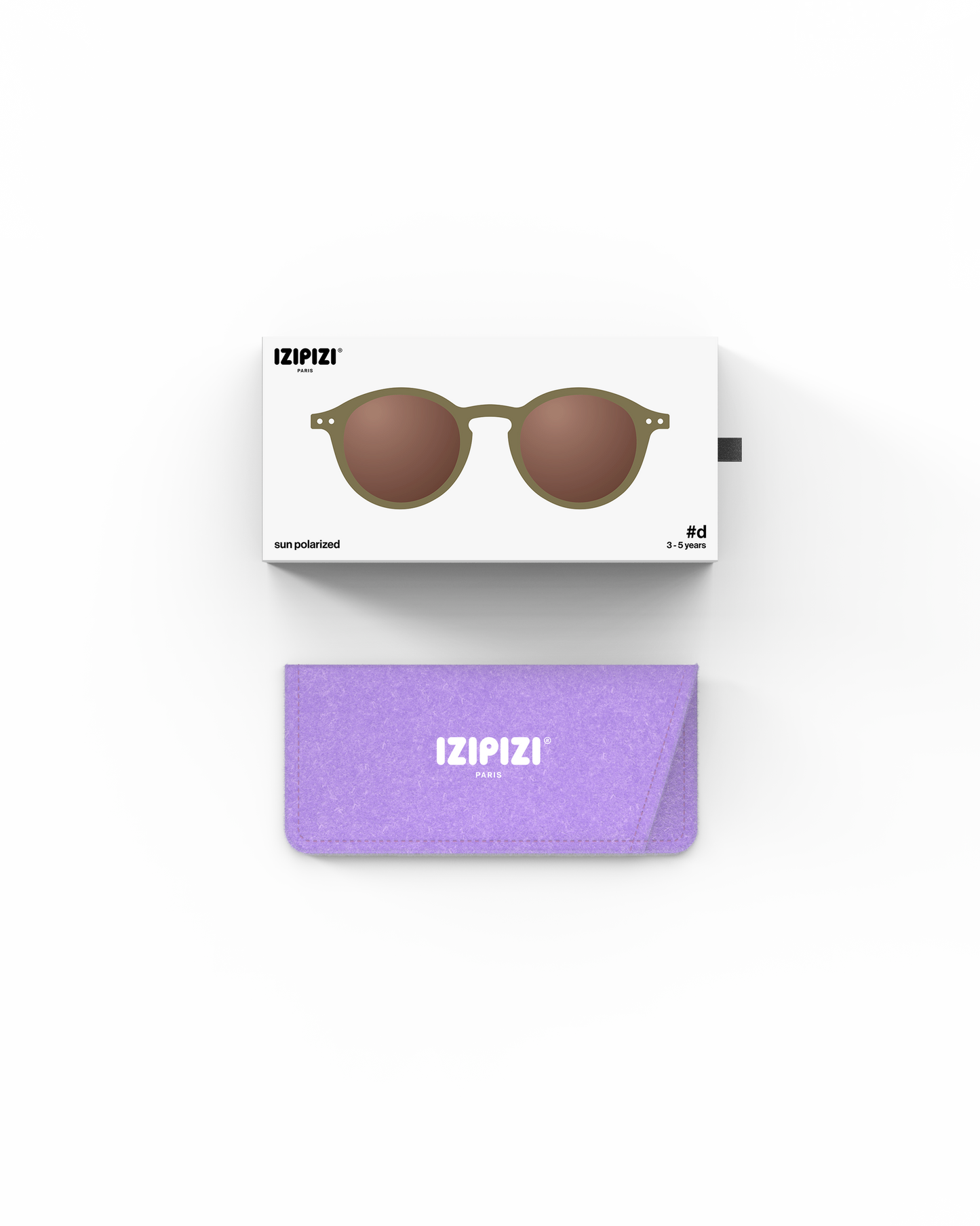 Lunettes solaires enfant Izipizi Olive forme D Kids packaging