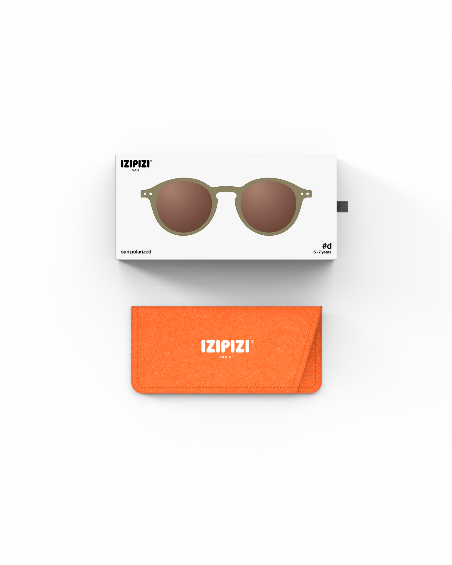 Lunettes solaires enfant Izipizi Olive forme D Kids Plus packaging