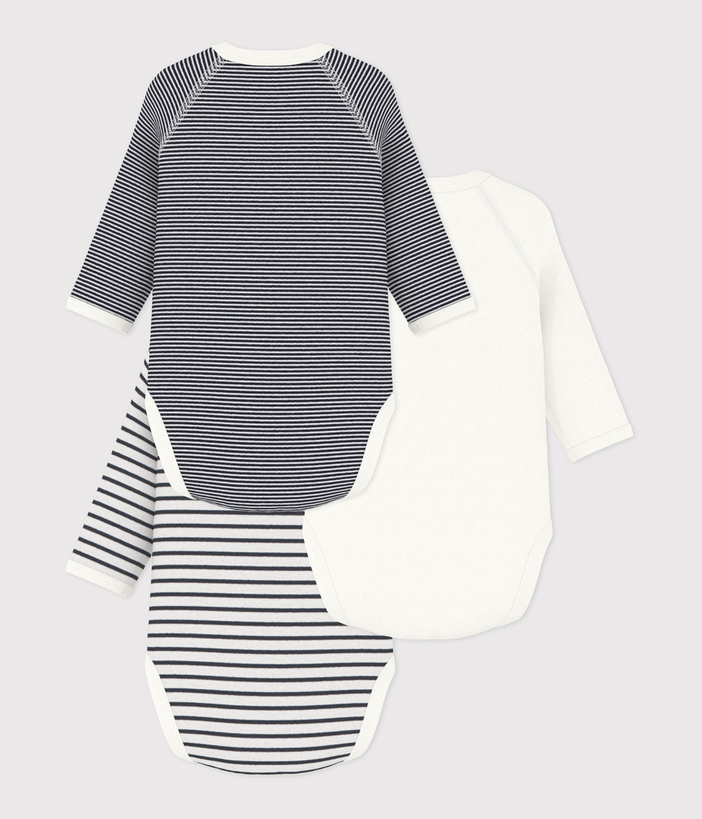 Lot de 3 bodies croisés manches longues en coton bébé