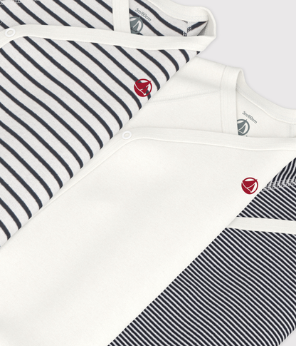 Lot de 3 bodies croisés manches longues en coton bébé