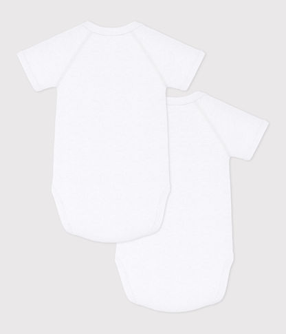 Lot de 2 bodies croisés manches courtes en coton unis bébé