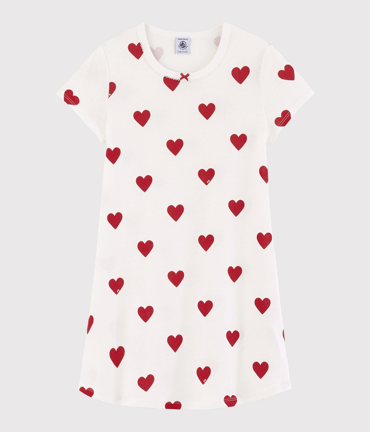 Chemise de nuit cœur petite fille en coton