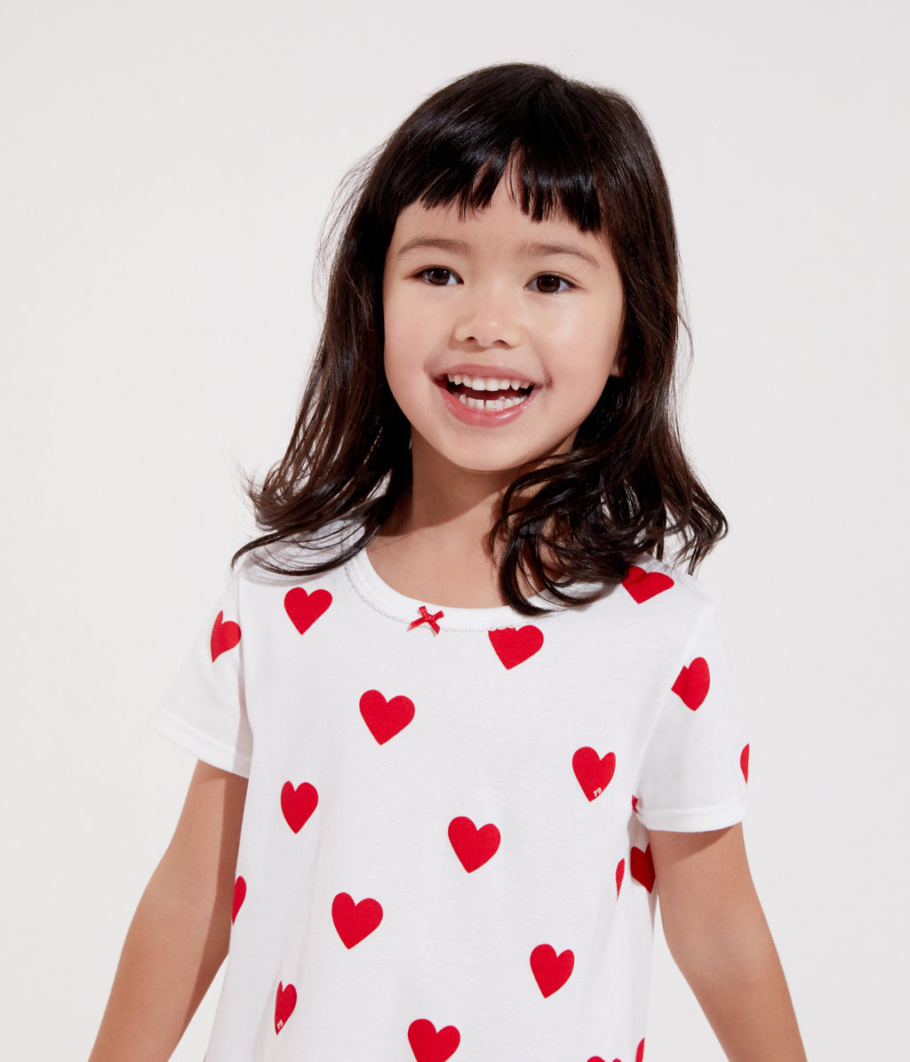 Chemise de nuit cœur petite fille en coton