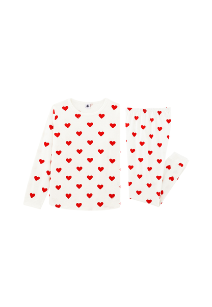 Pyjama enfant imprimé cœurs en côte