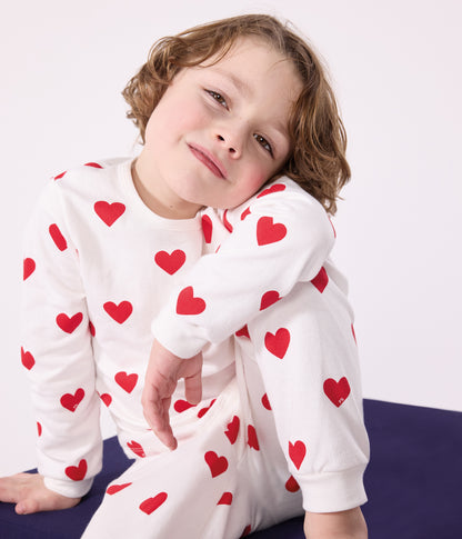 Pyjama enfant imprimé cœurs en côte