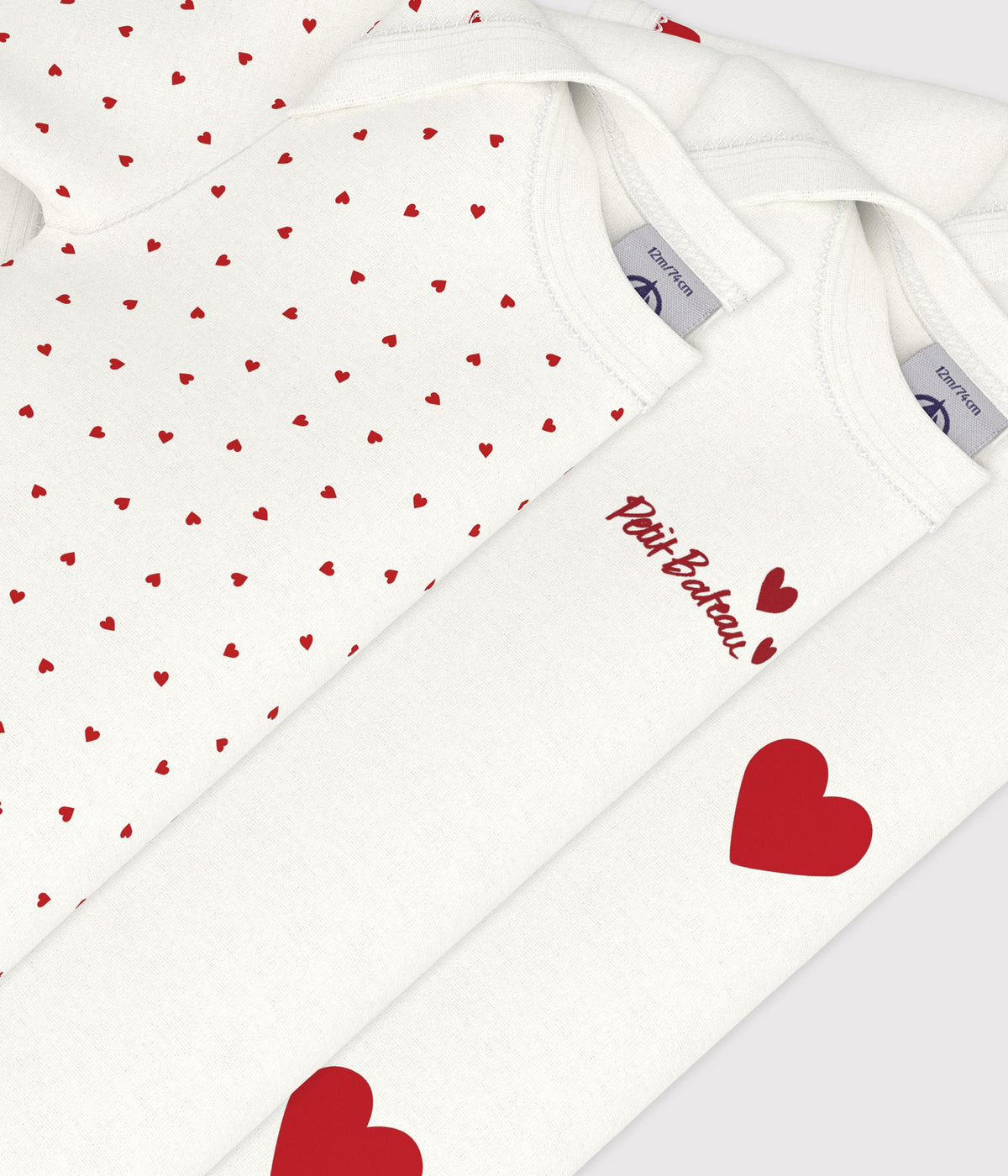 Lot de 3 bodies cœur rouge manches courtes bébé en coton – Z