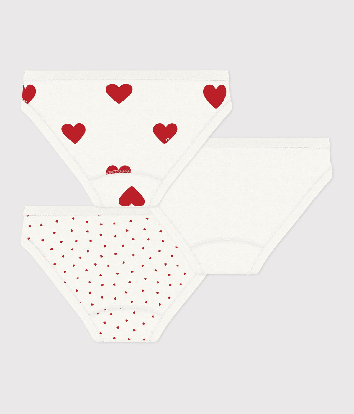 Lot de 3 culottes coeur petite fille en coton – D