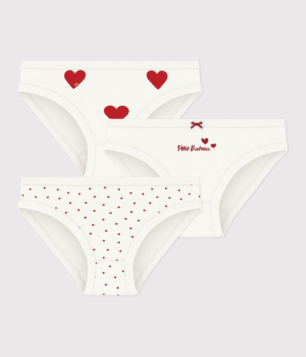 Lot de 3 culottes coeur petite fille en coton – F