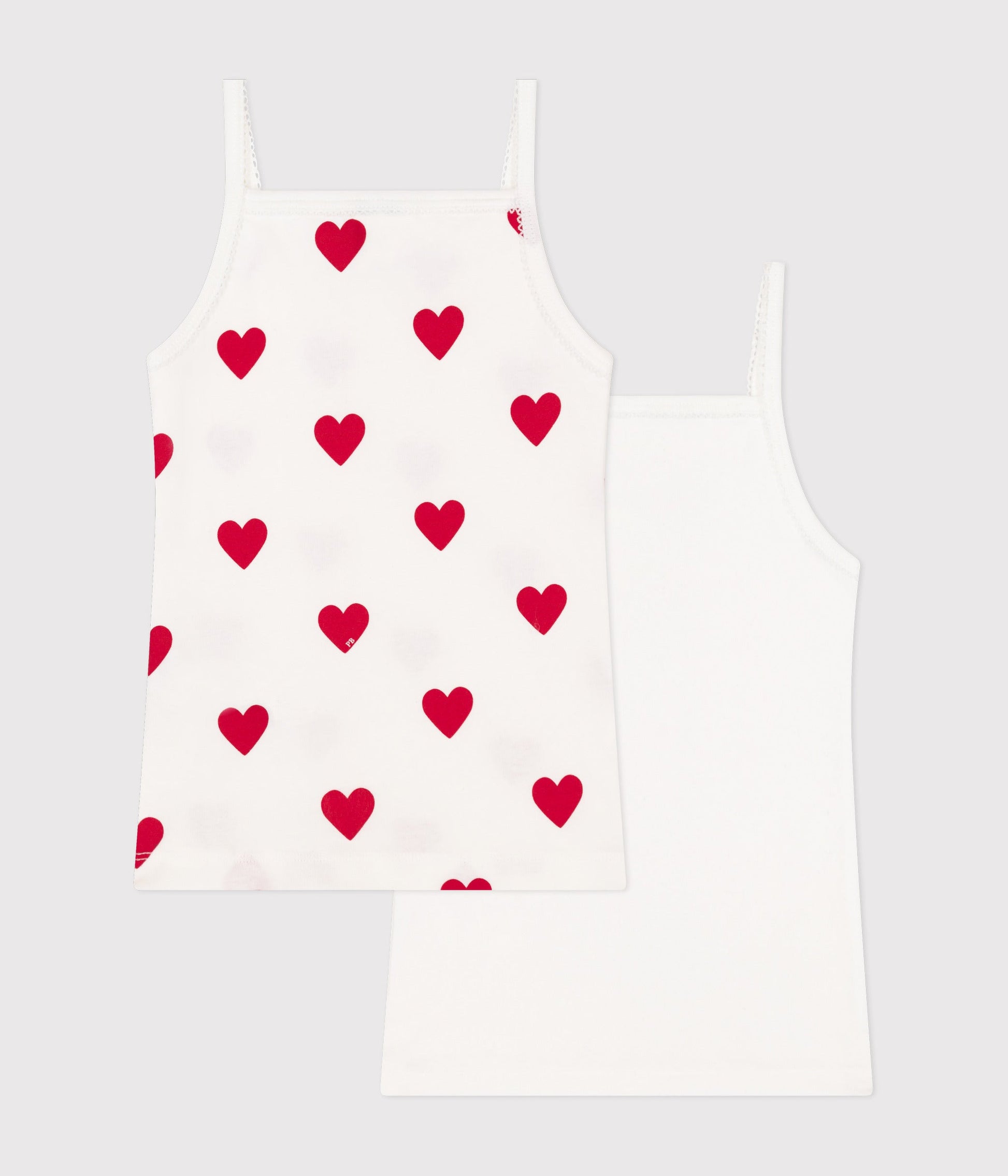 Lot de 2 chemises à bretelles cœur petite fille en coton – D