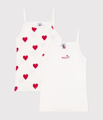 Lot de 2 chemises à bretelles cœur petite fille en coton – F