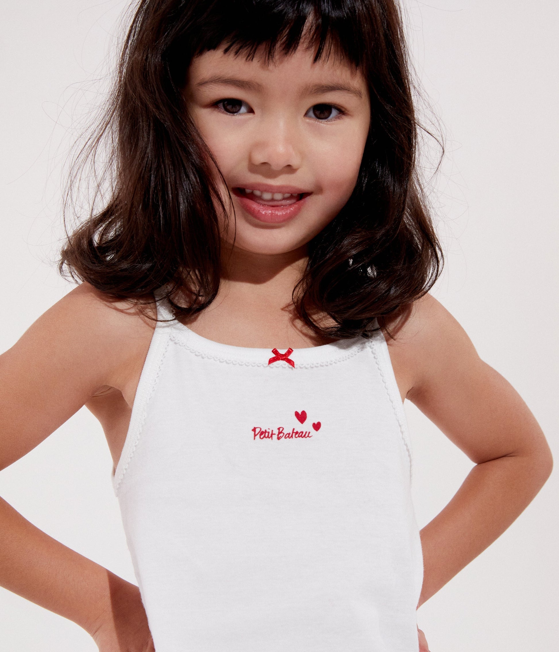 Lot de 2 chemises à bretelles cœur petite fille en coton – J