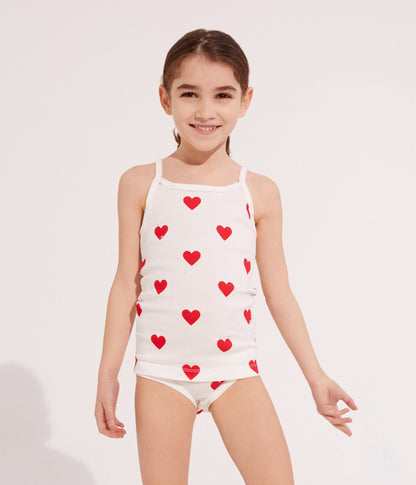 Lot de 2 chemises à bretelles cœur petite fille en coton – J