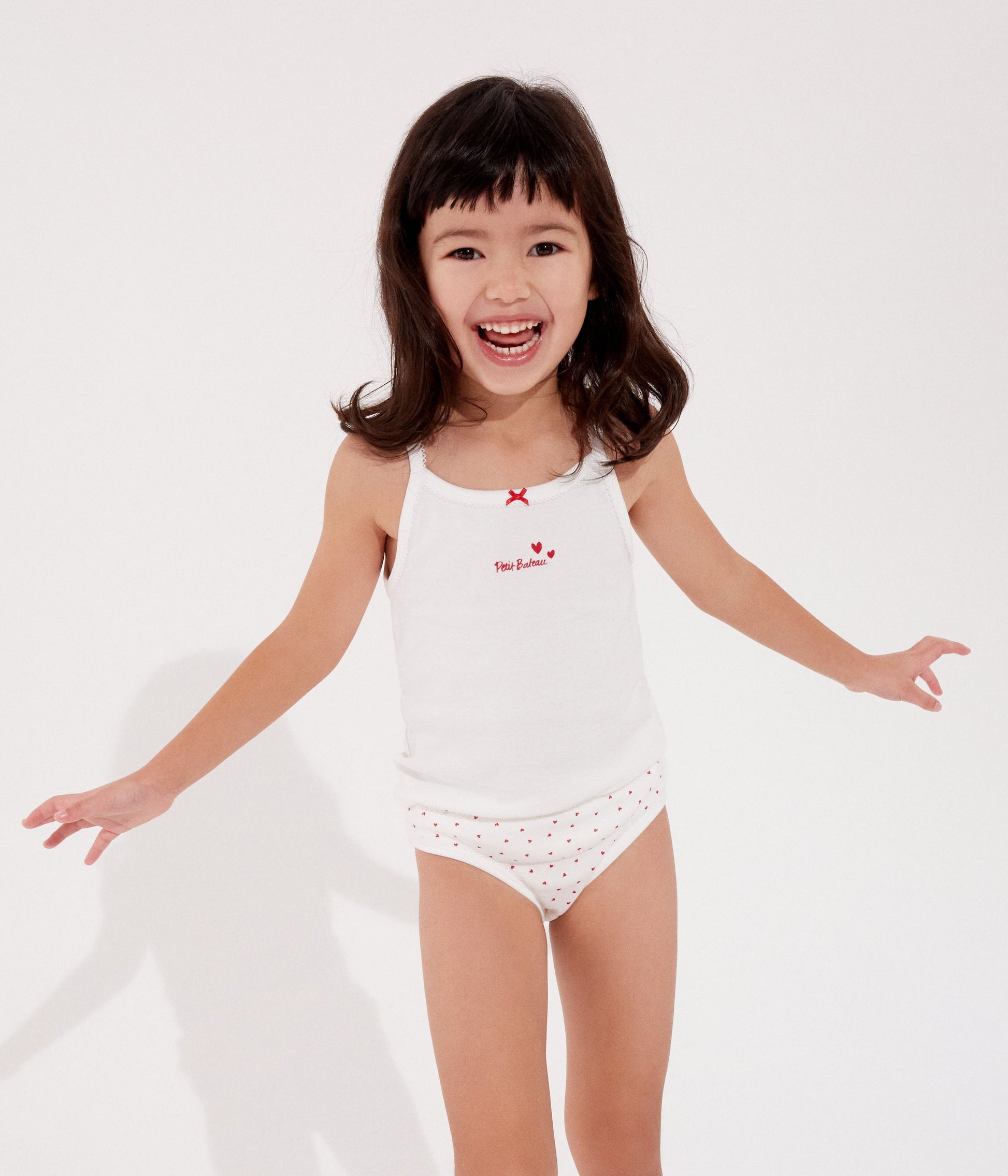 Lot de 2 chemises à bretelles cœur petite fille en coton – J