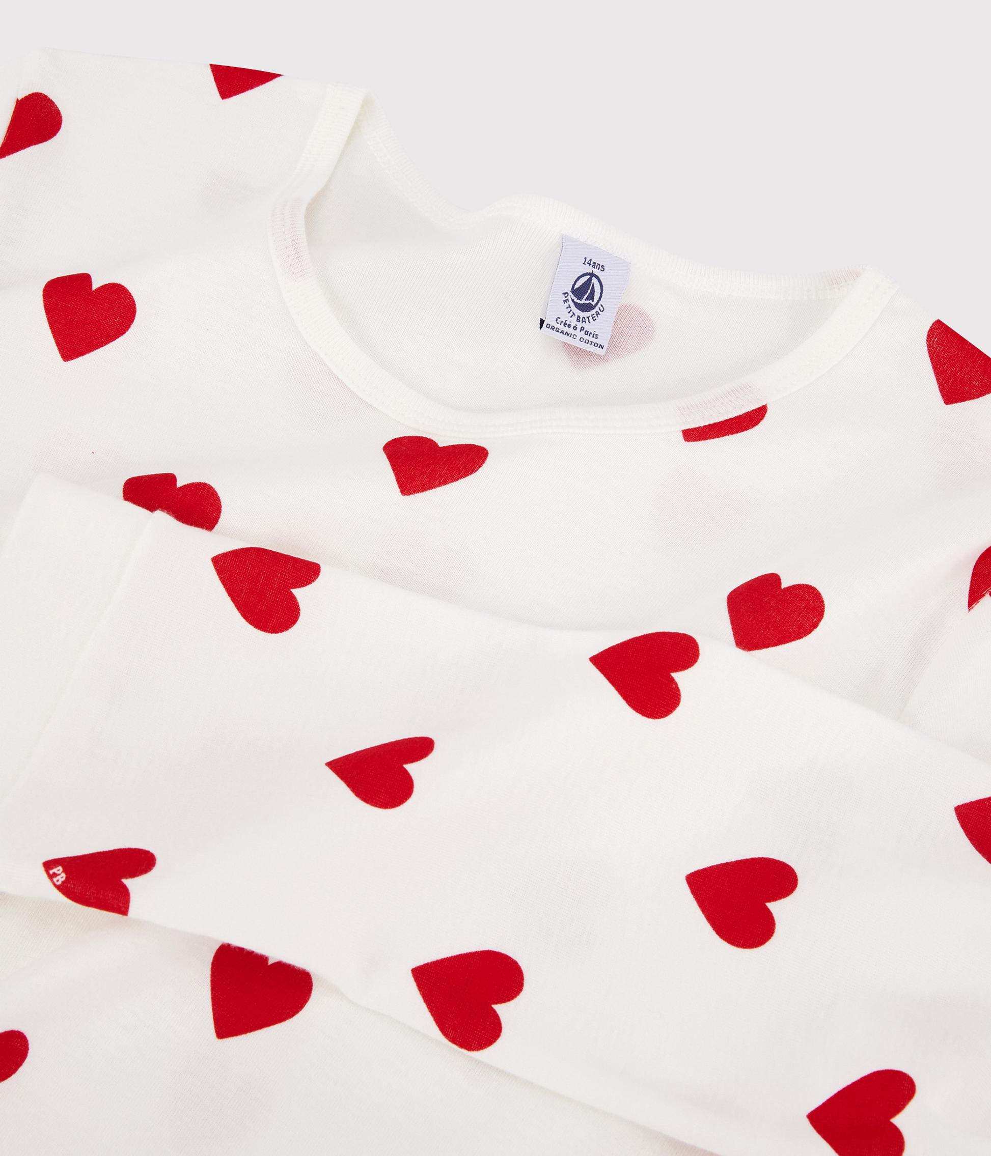 Pyjama fille imprimé cœurs en côte – D