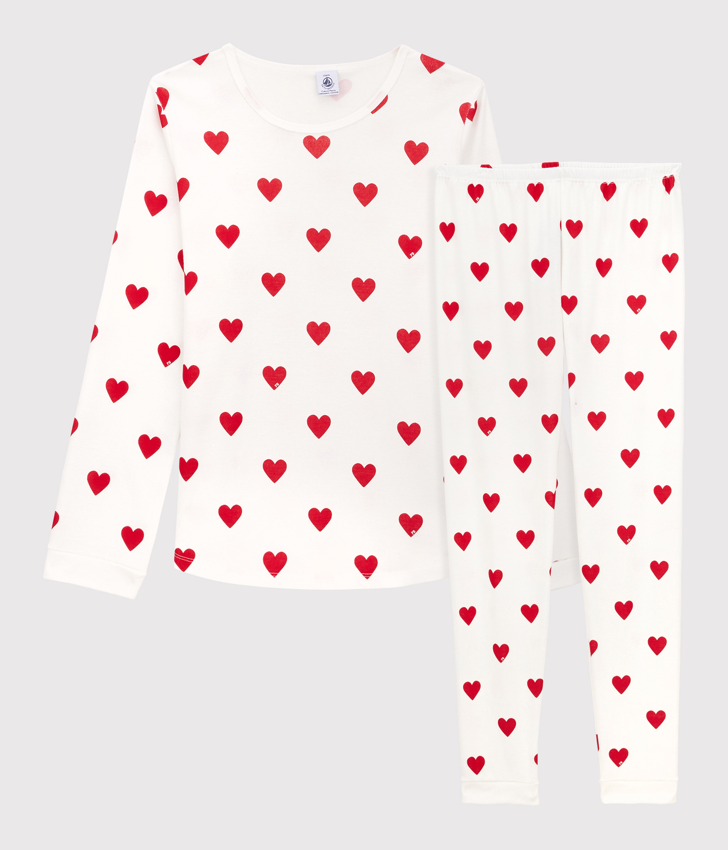 Pyjama fille imprimé cœurs en côte – F