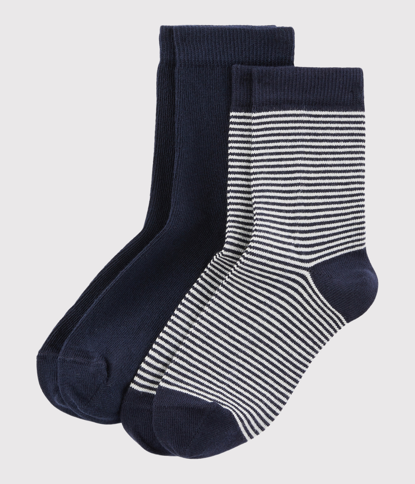 2 paires de chaussettes enfant en coton à rayures – F