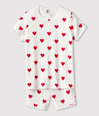 Pyjacourt cœur fille en coton – D
