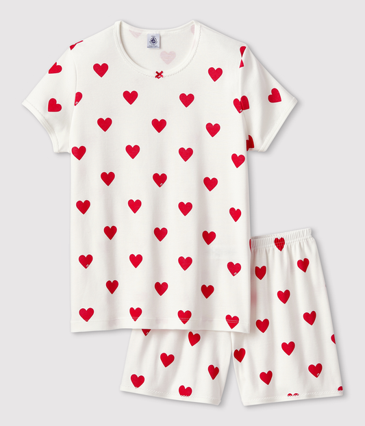 Pyjacourt cœur fille en coton – F